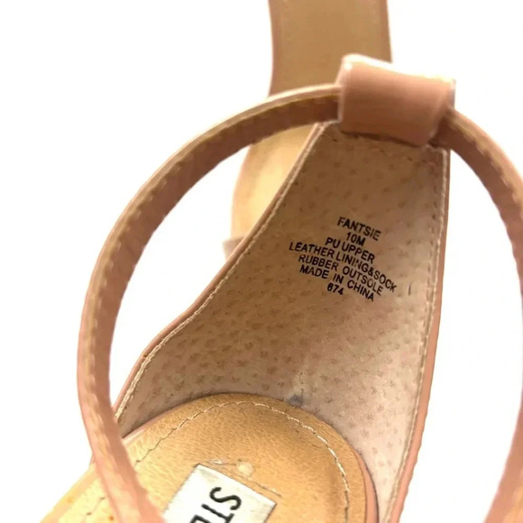 Steve Madden Tan Patent Leather Strappy Buckle Closure Stiletto Heel Size 10M - Picture 11 of 11